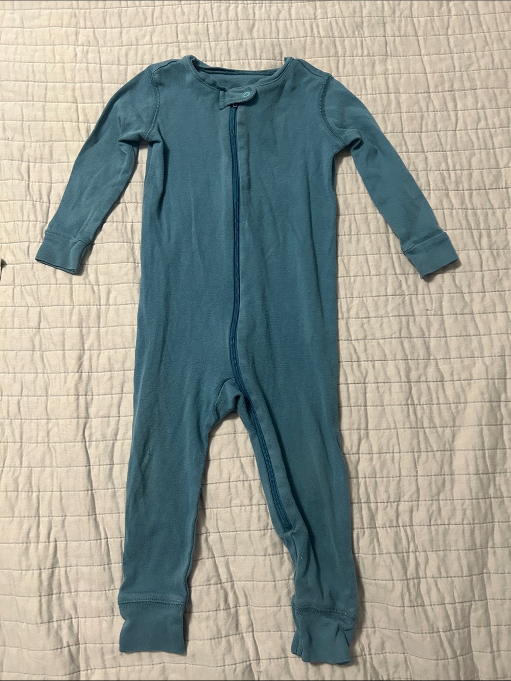 Primary Blue Teal Long-Sleeve One-Piece Footless Sleeper Organic Cotton